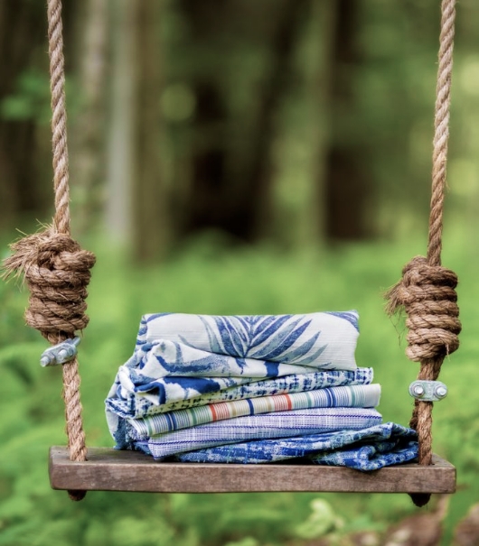 Fabrics on swing outdoors