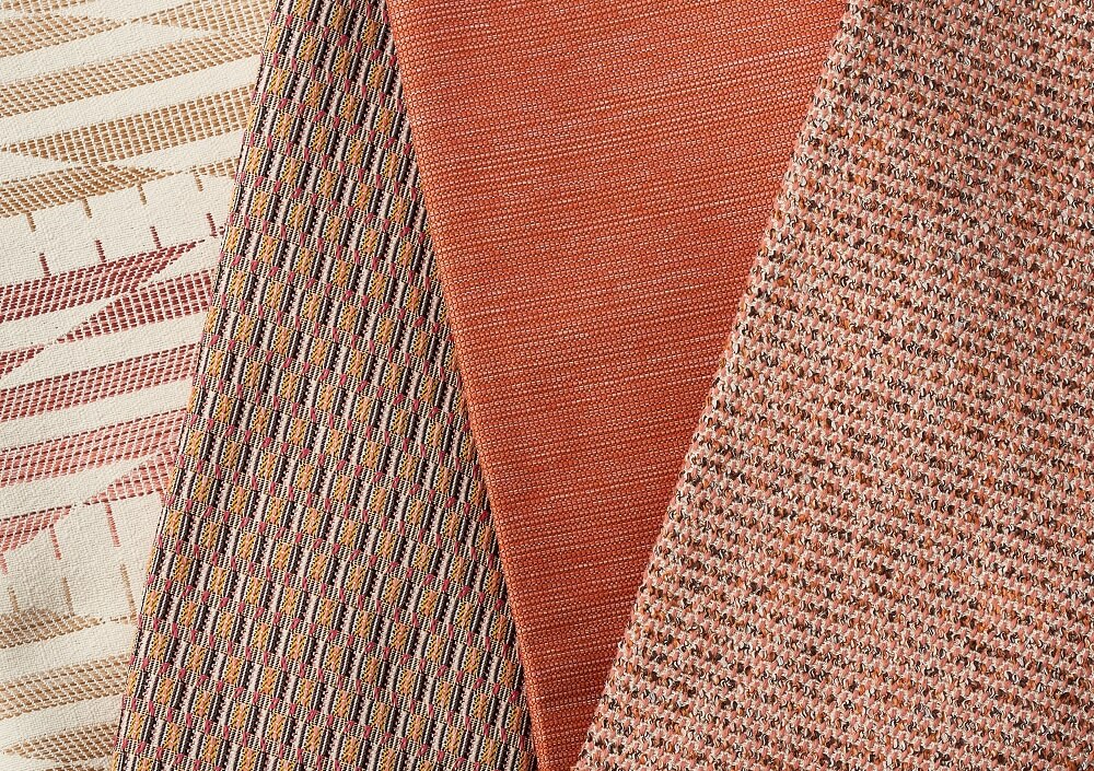 terracotta color patterned fabric
