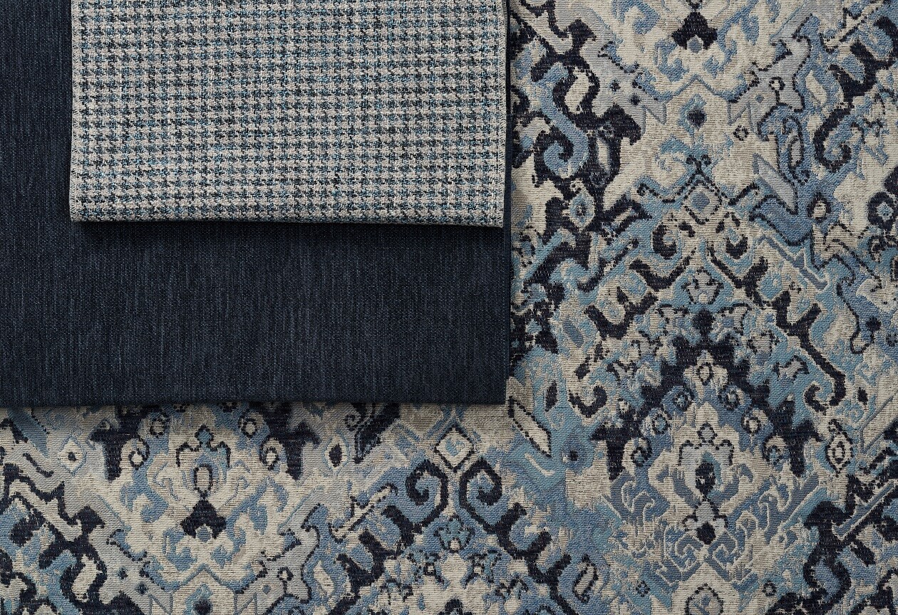 dark blue patterned fabric