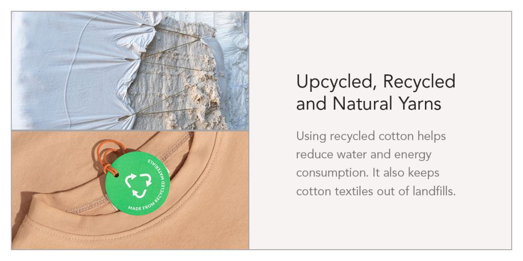 upcycled, recycled and natural yarns